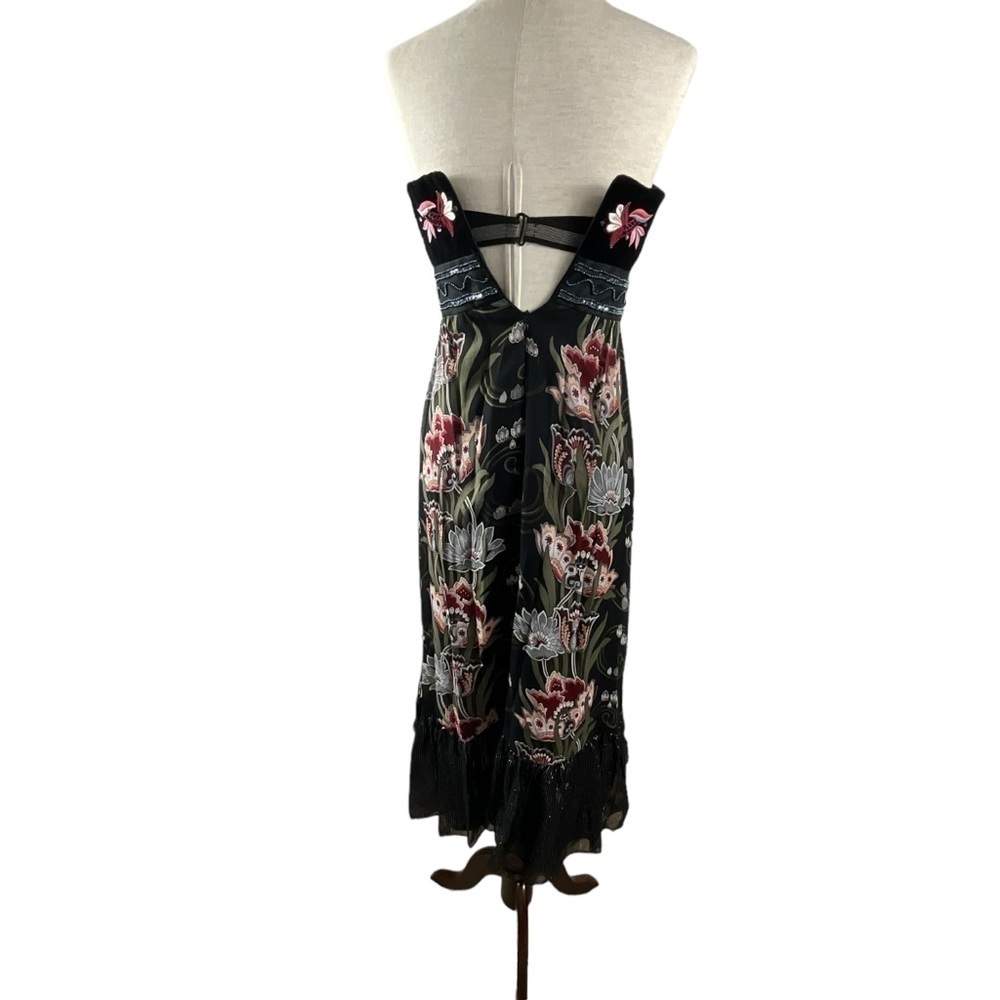 Nanette Lepore  Heirloom Embroidered‎ Sleeveless Velvet Silk Floral Dress - Picture 8 of 15